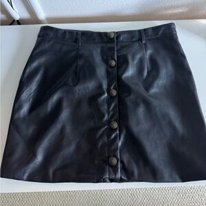 Aqua Black Faux Leather Skirt Size L